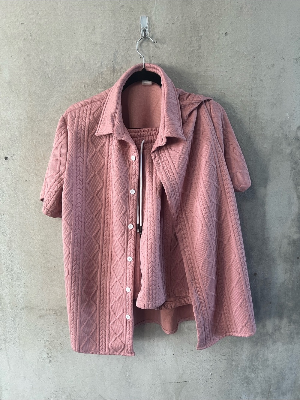 Casual Button-Down Short Sleeve Shirt in Dusty Rose